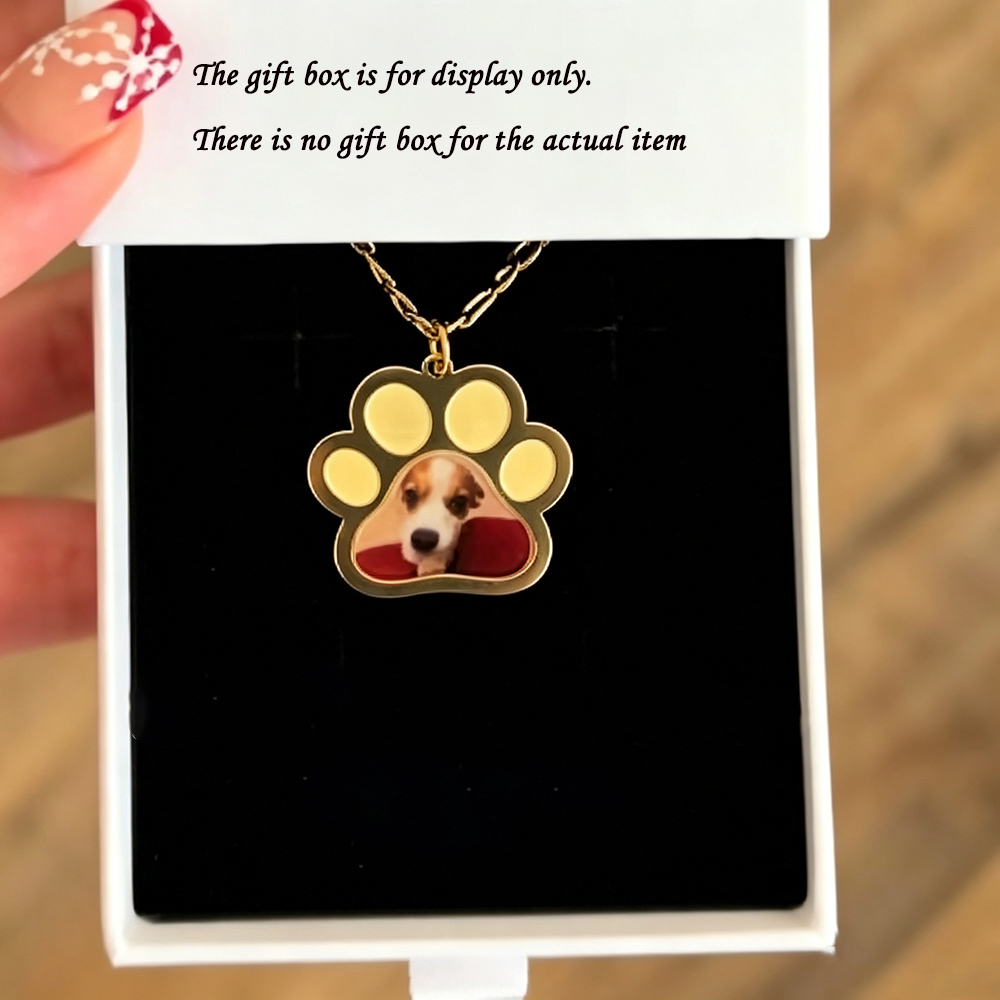 Pet Portrait Custom - Gepersonaliseerde huisdierpootkleuren print foto ketting roestvrij