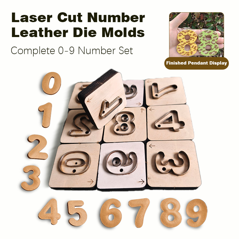 Monogram Keychain Leather - 0-9 cijferige lederen sleutelhanger knutsel snijmal