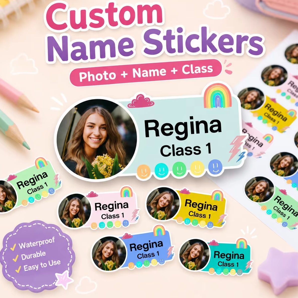 Custom Photo Book - Gepersonaliseerde fotolabelstickers Op maat gemaakte naamstickers
