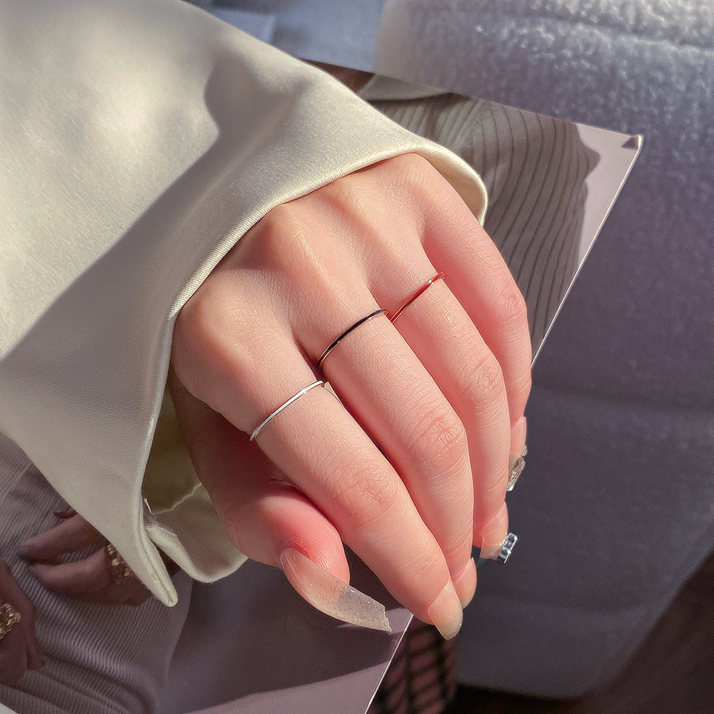 Initial Ring Custom - Titanium Staal Rose Goud Kleur 1mm