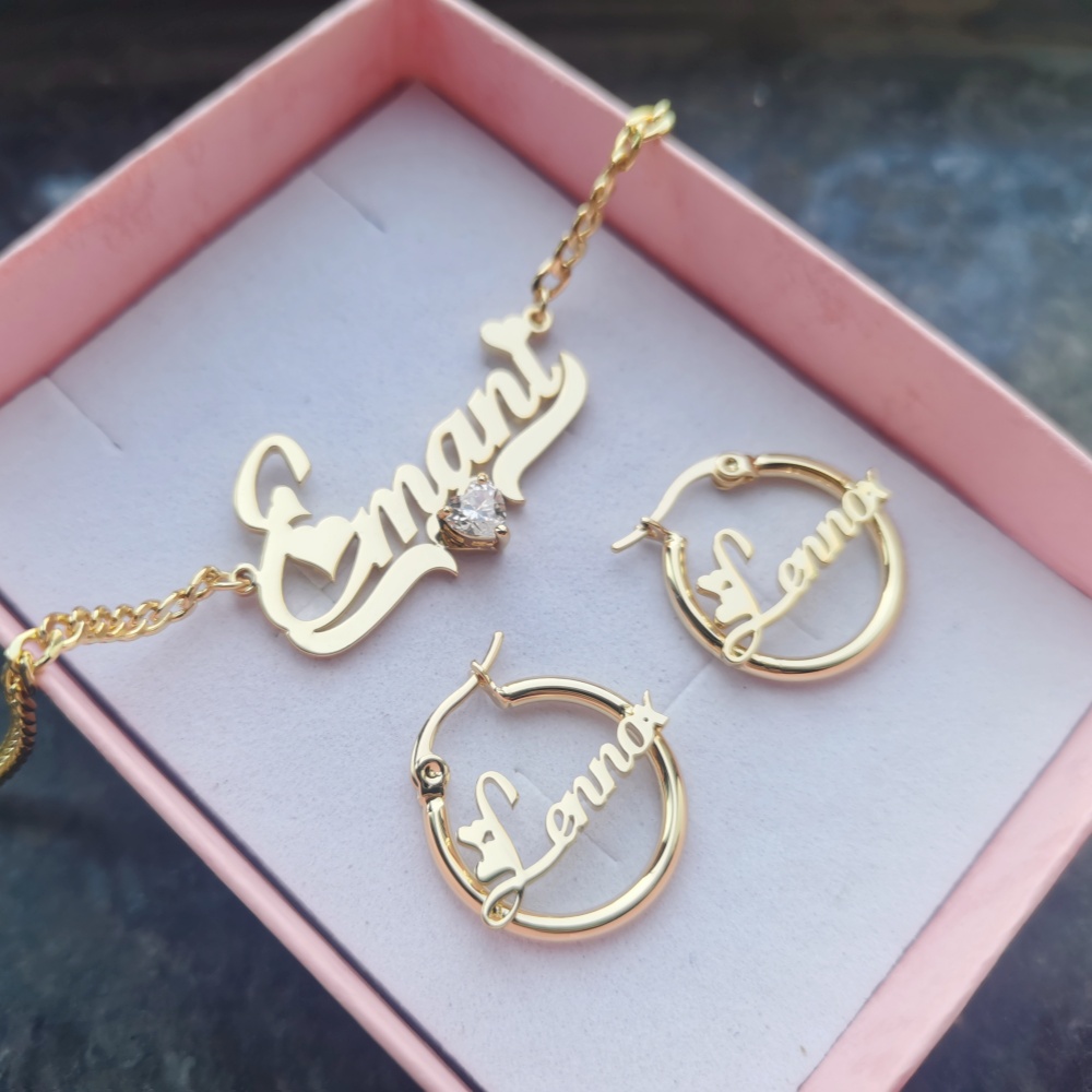 Name Necklace Custom - Leechee Hart Zirkoon Aangepaste Naam Letter