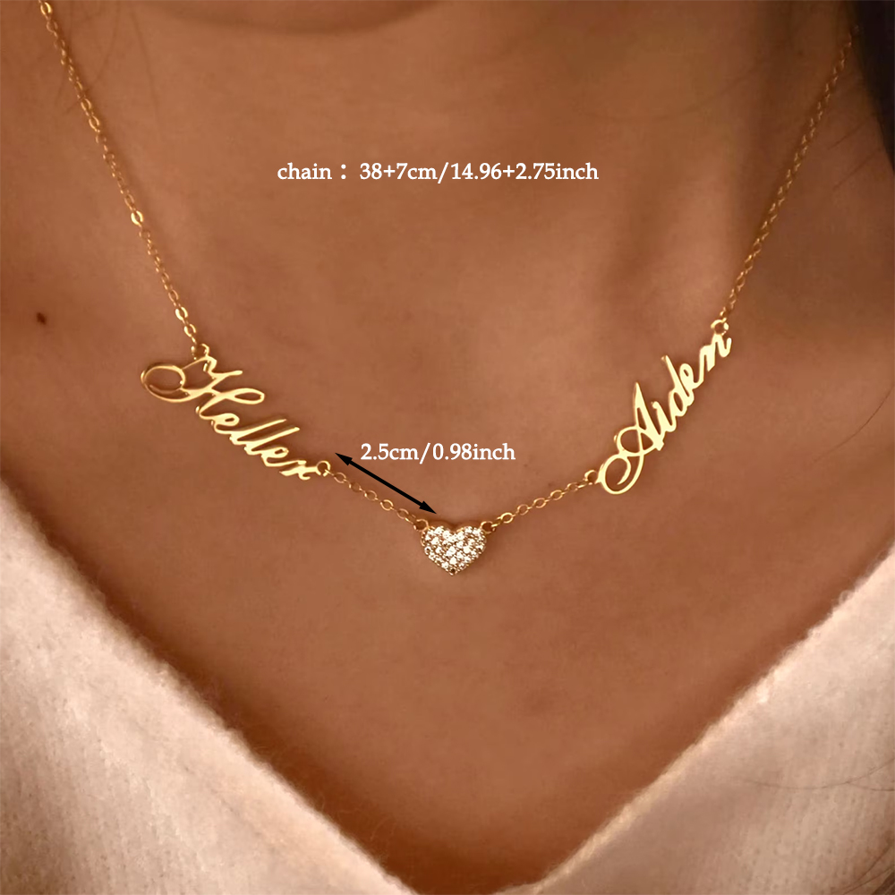 Aangepaste twee naam ketting v - Name Necklace Custom recensie en prijs