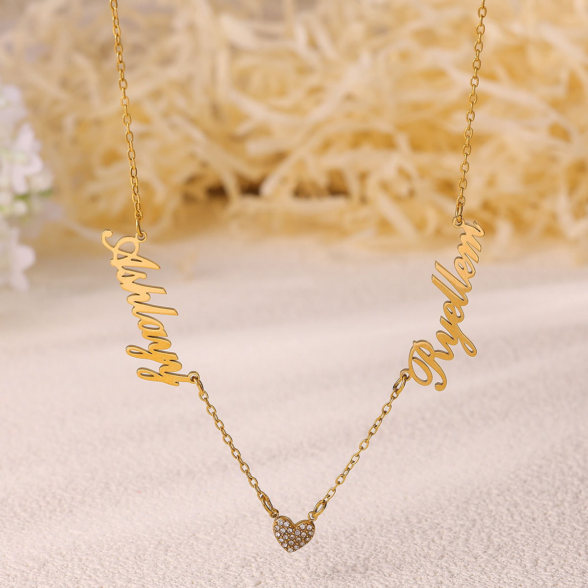 Aangepaste twee naam ketting v - Name Necklace Custom recensie en prijs
