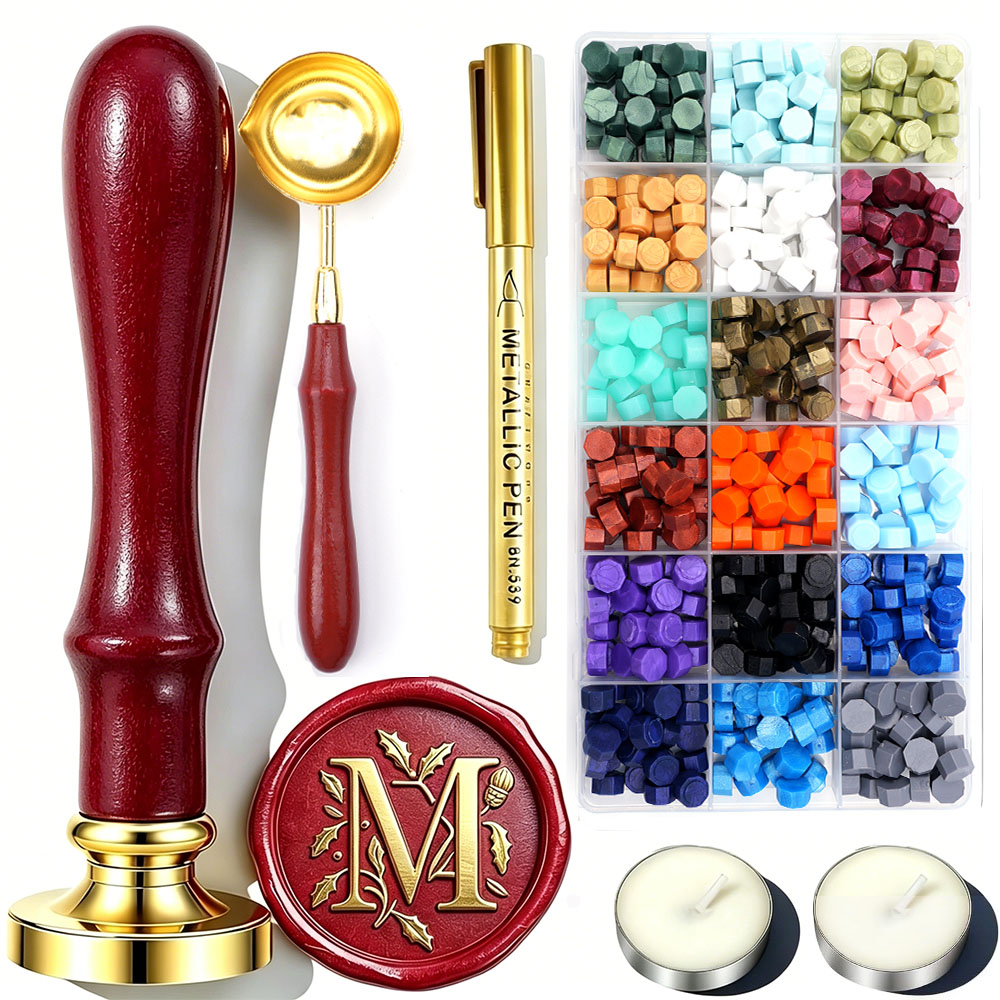 Waxzegelset met letter M, 18 k - Wax Seal Letter Kit recensie en prijs