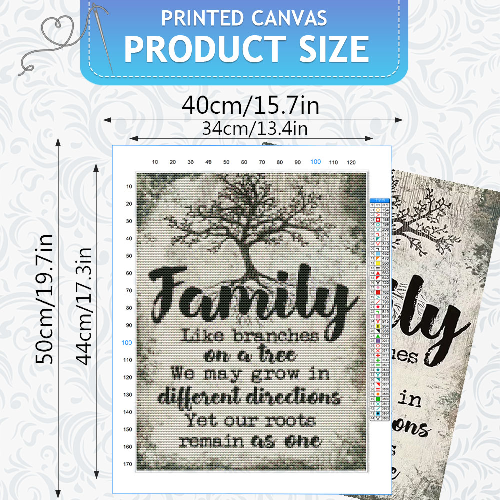 HUACAN 11CT Cross Stitch Compl - Family Tree Print recensie en prijs