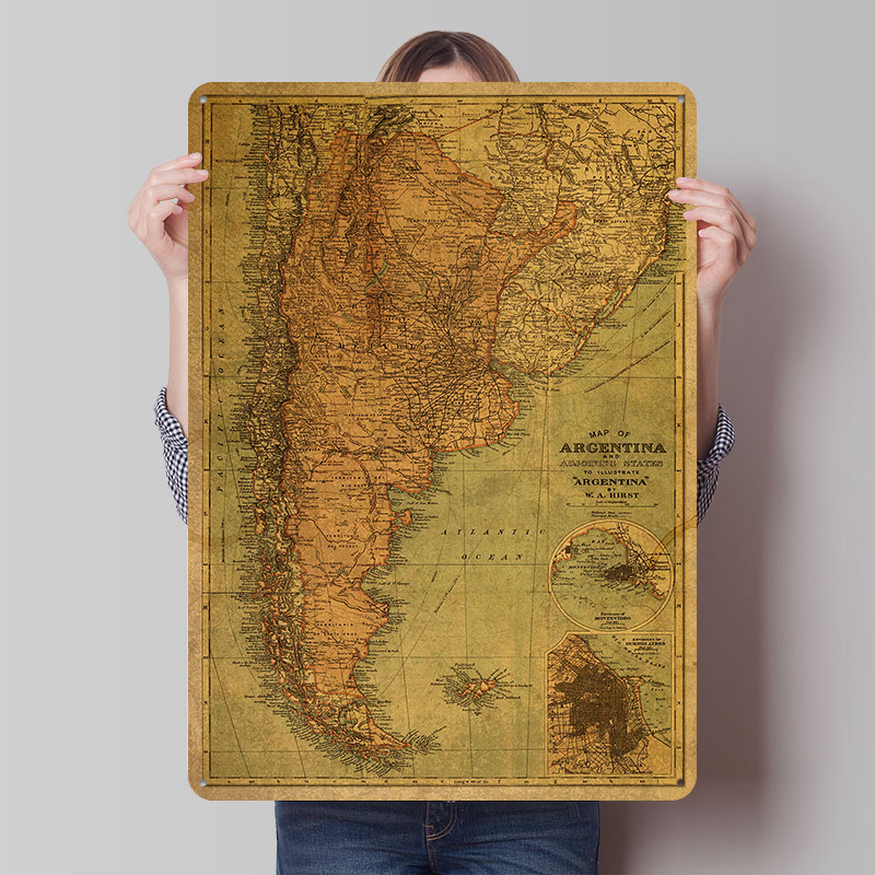 Vintage kaart van Argentinië b - Custom Map Poster recensie en prijs
