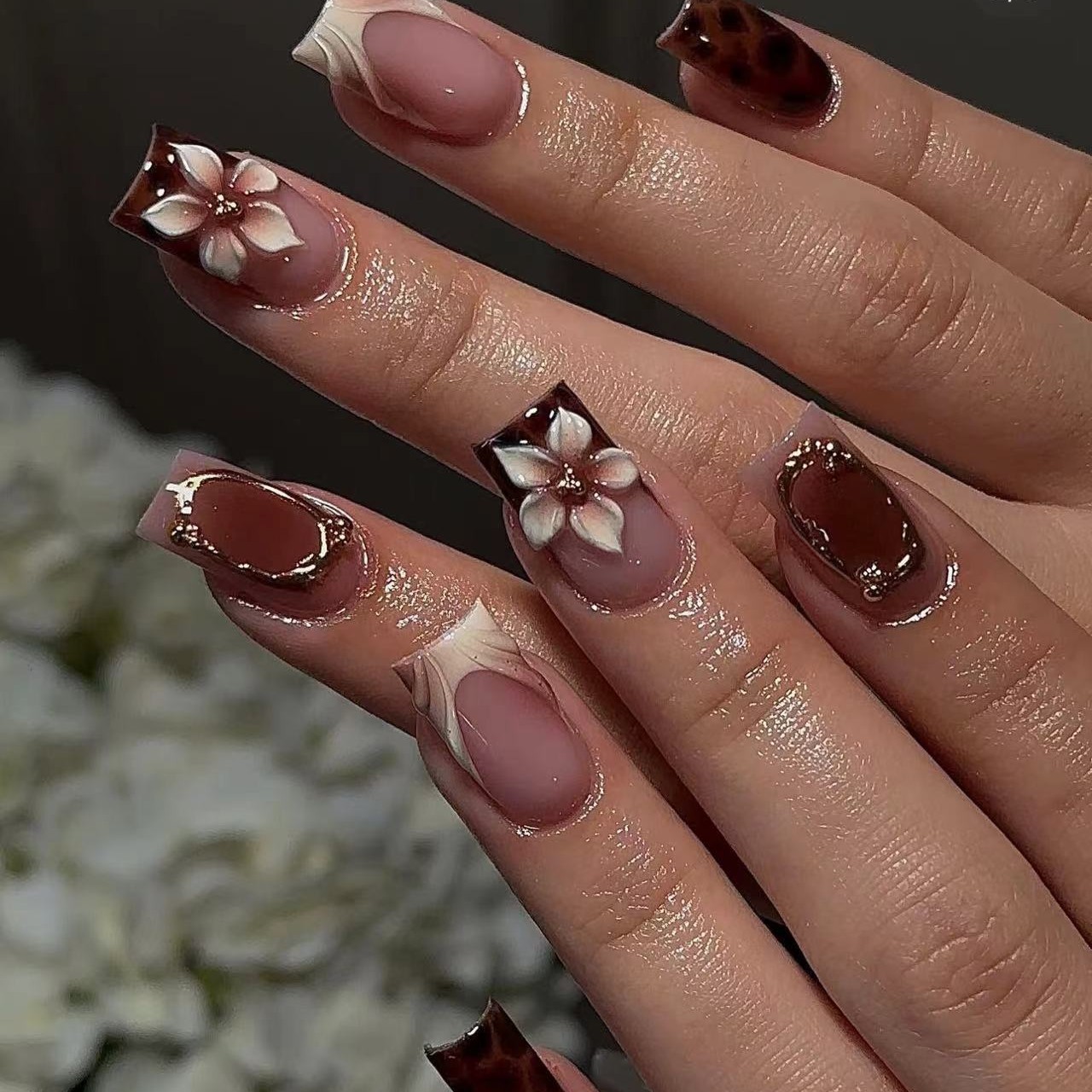Korte vierkante nepnagels voor - Pressed Flower Art recensie en prijs