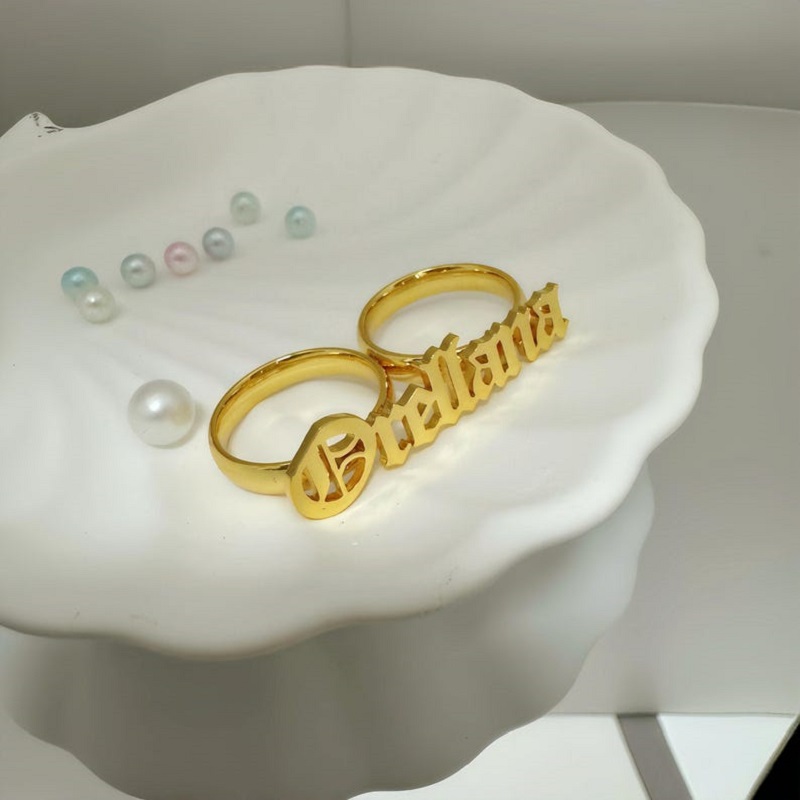 Aanpasbare roestvrijstalen twe - Initial Ring Custom recensie en prijs