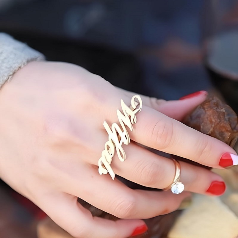 Aanpasbare roestvrijstalen twe - Initial Ring Custom recensie en prijs